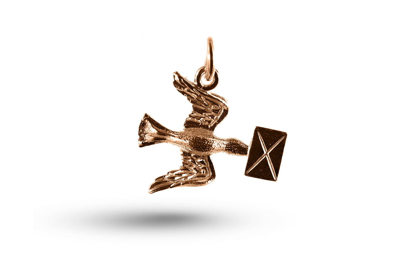 Rose gold Dove and Letter charm.