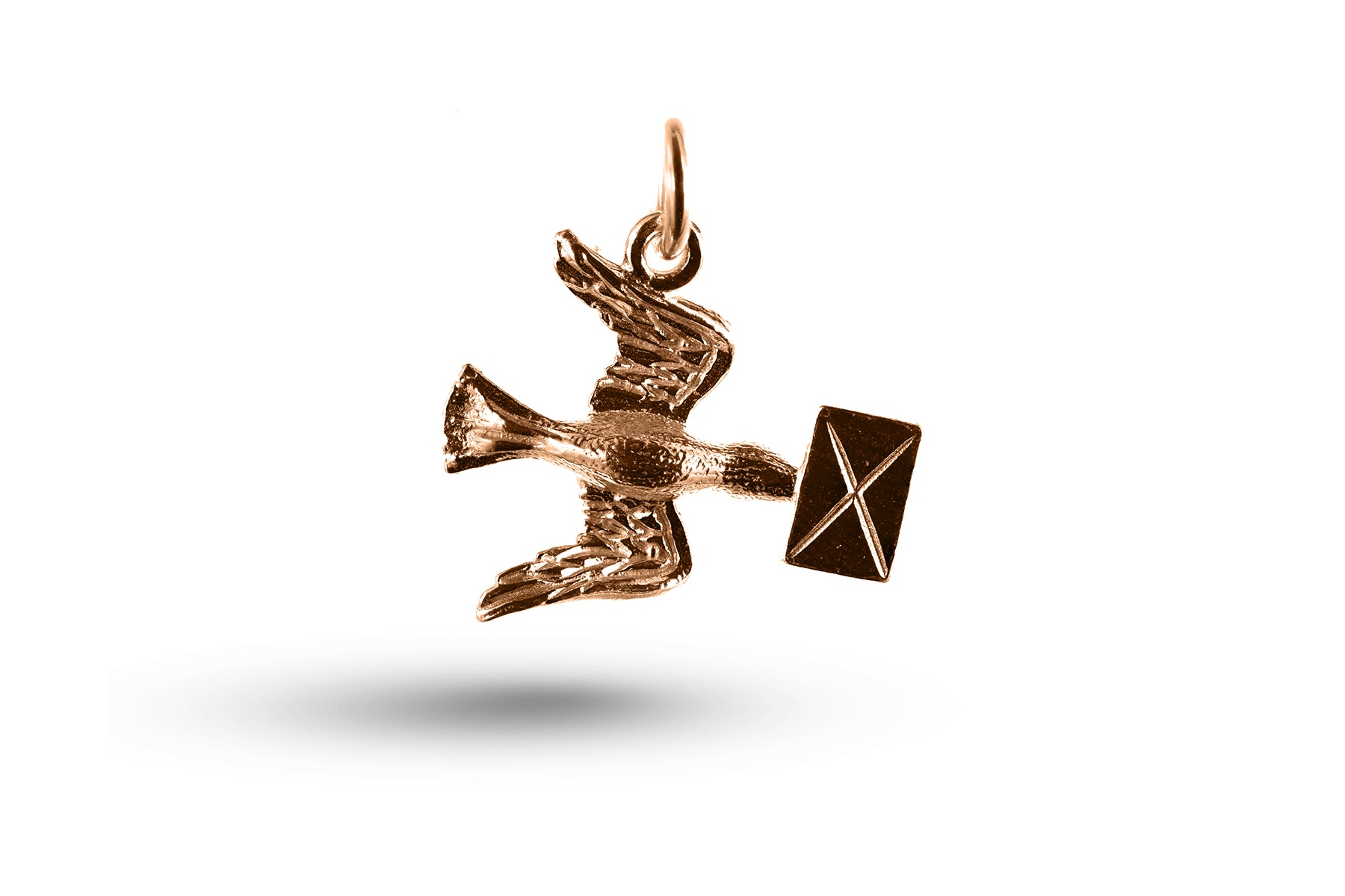 Rose gold Dove and Letter charm.