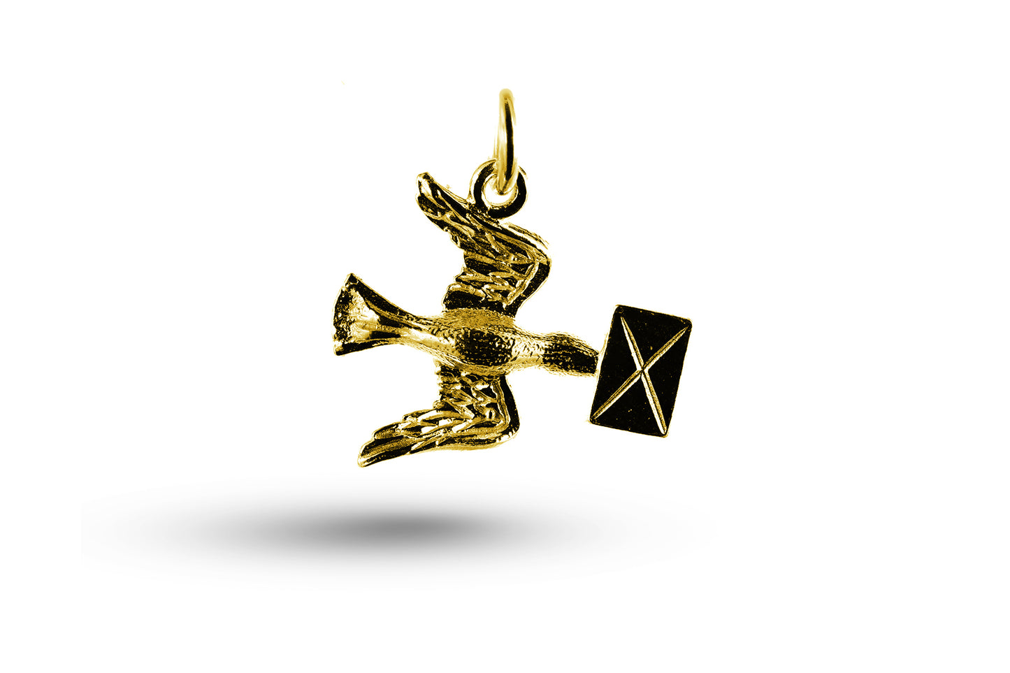 Yellow gold Dove and Letter charm.
