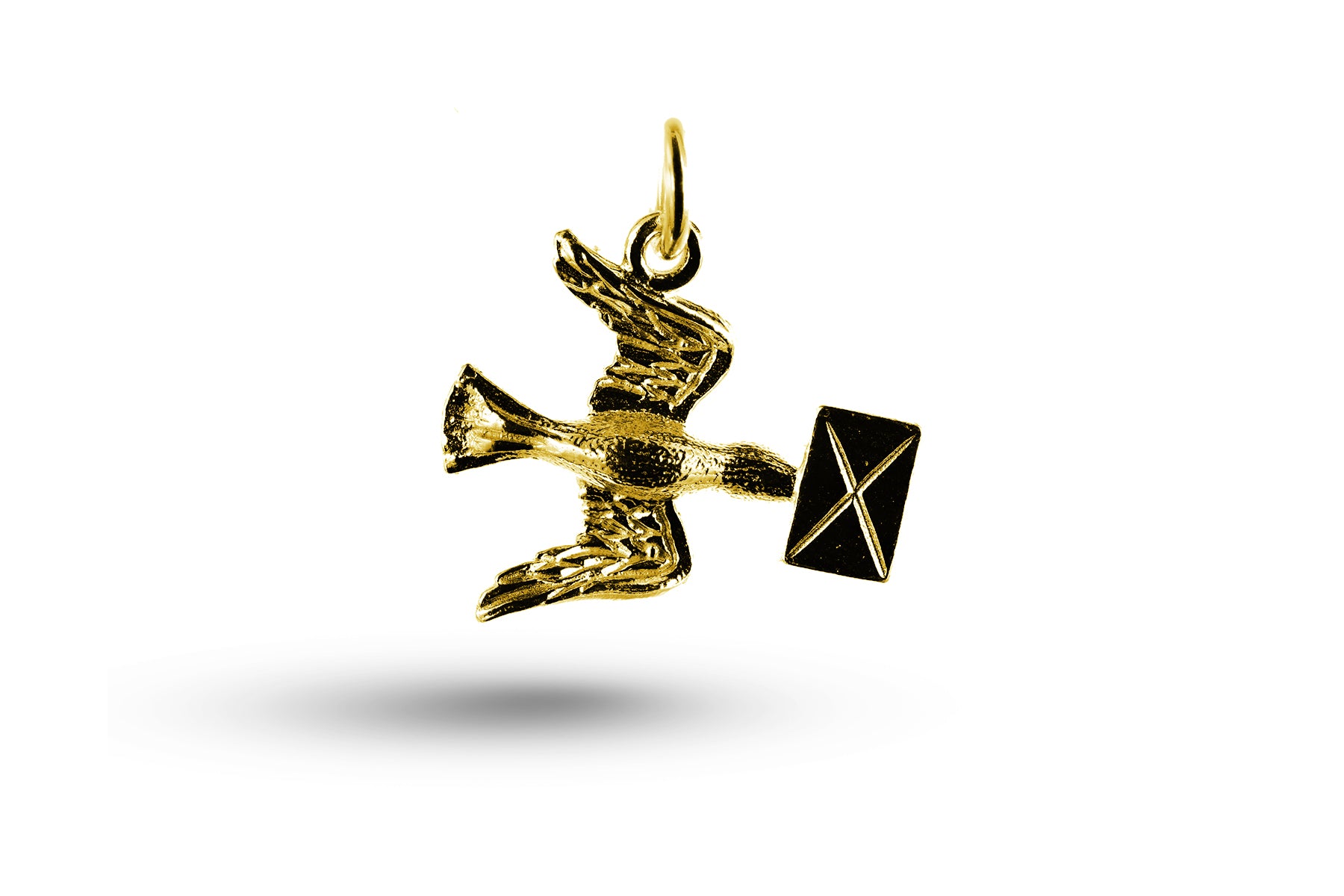 Yellow gold Dove and Letter charm.