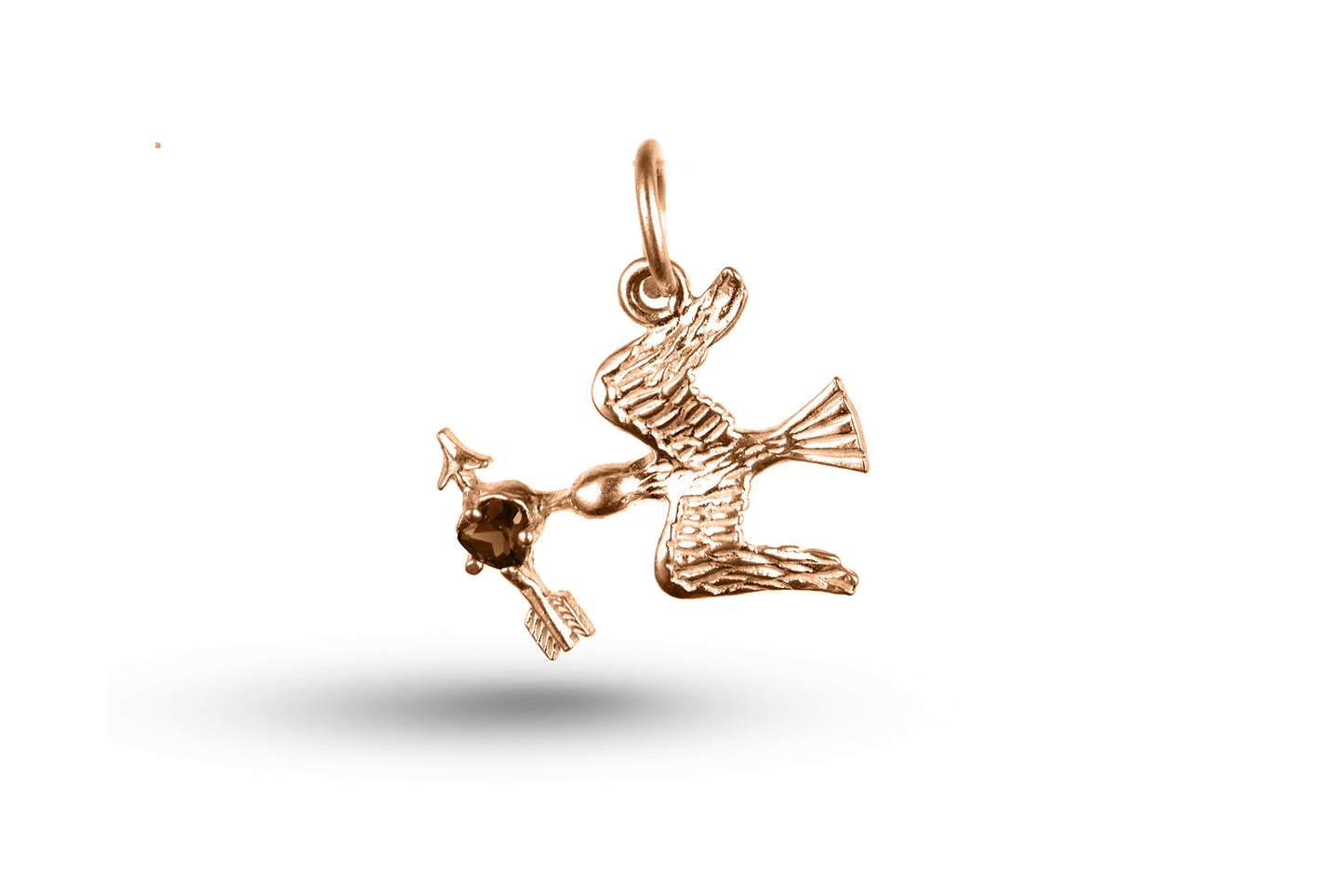 Rose gold Dove with Heart and Arrow charm.