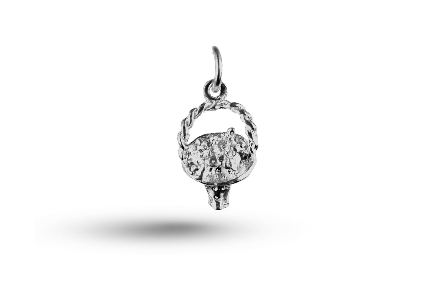White gold Flower Basket charm.