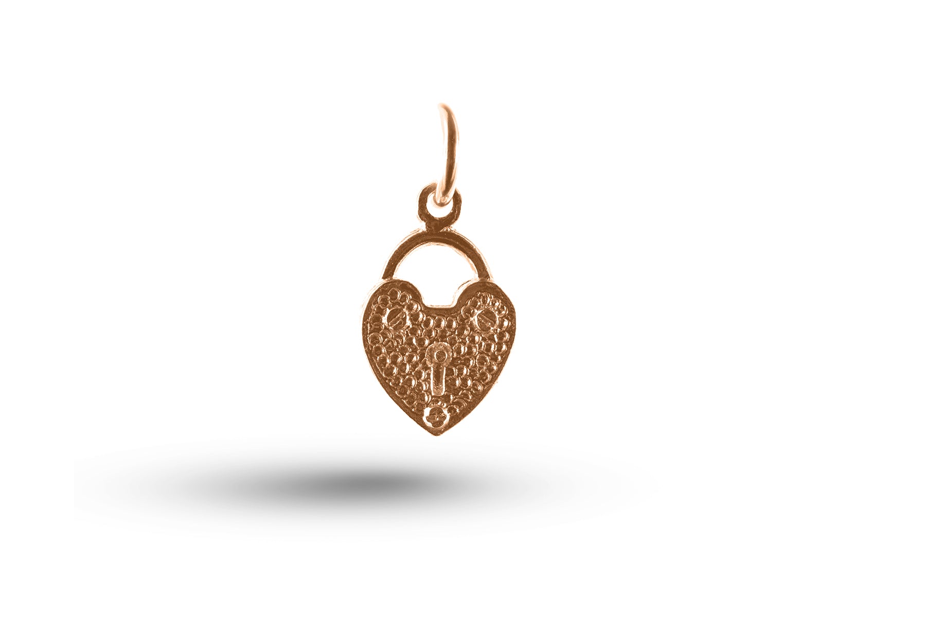Rose gold Heart Padlock charm.