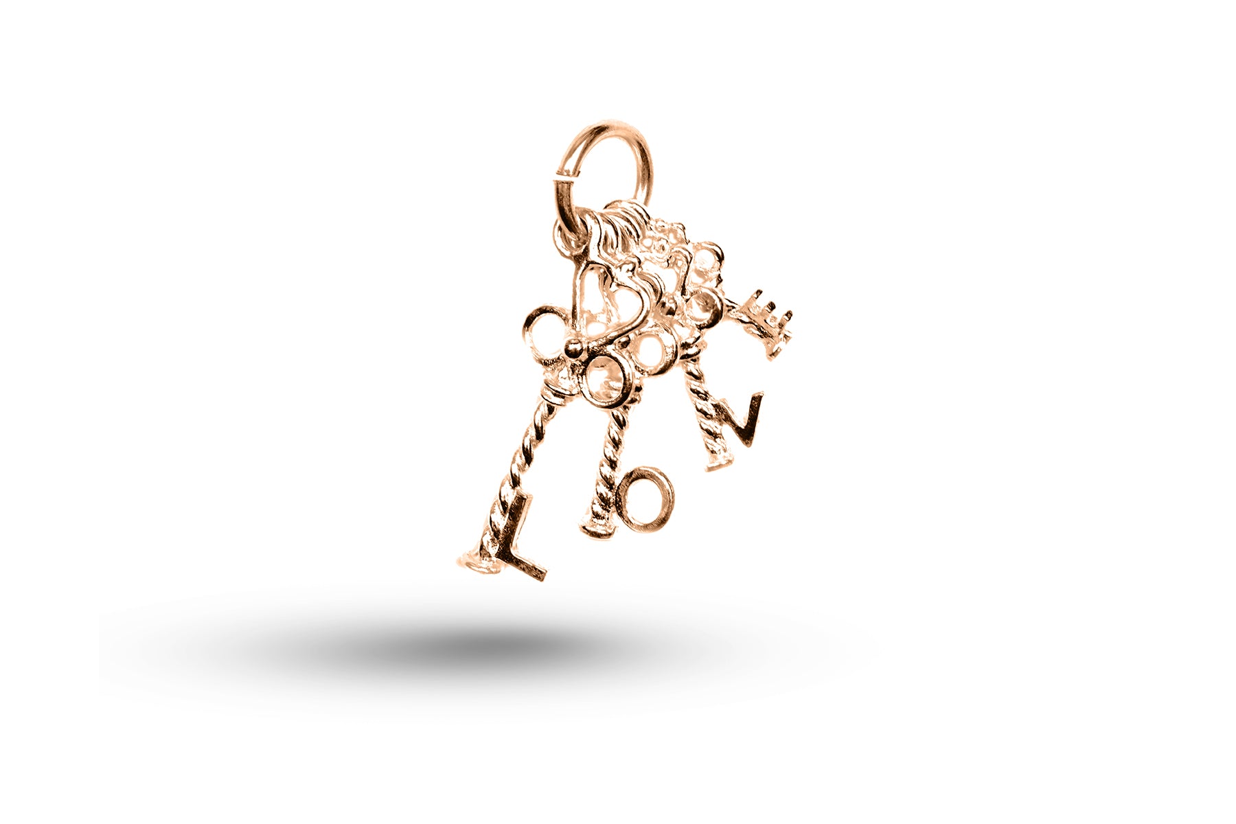 Rose gold Love Keys charm.
