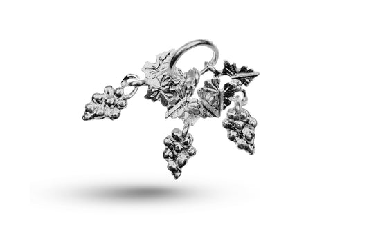 White gold Grapes and Leaves charm.