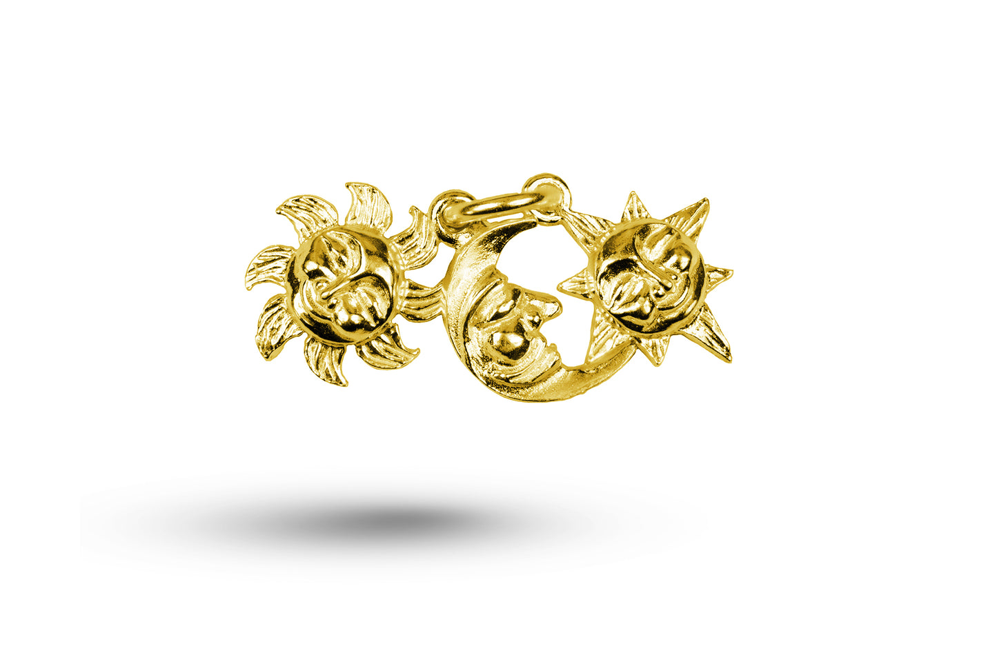 Yellow gold Sun Moon Star charm.