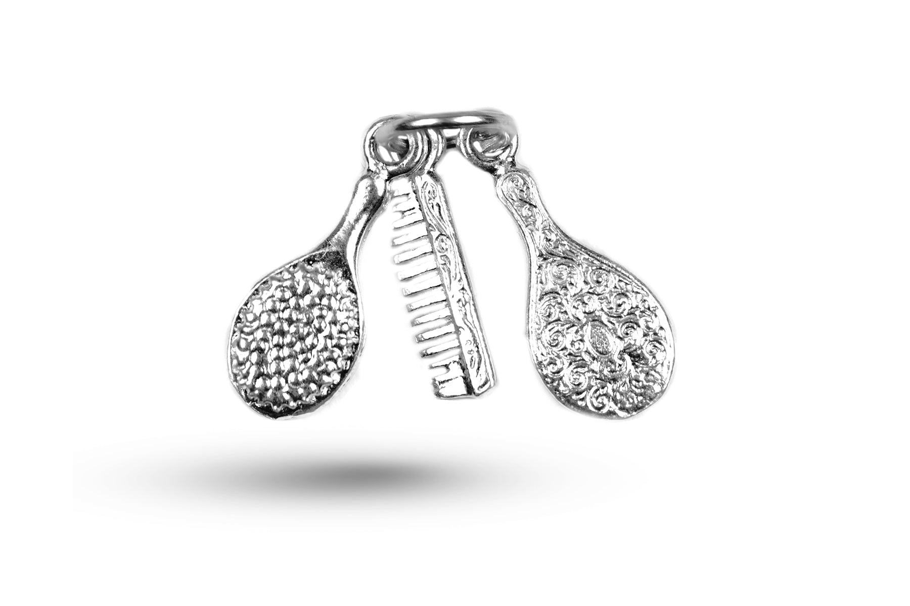 Luxury white gold Brush and Comb Set charm.