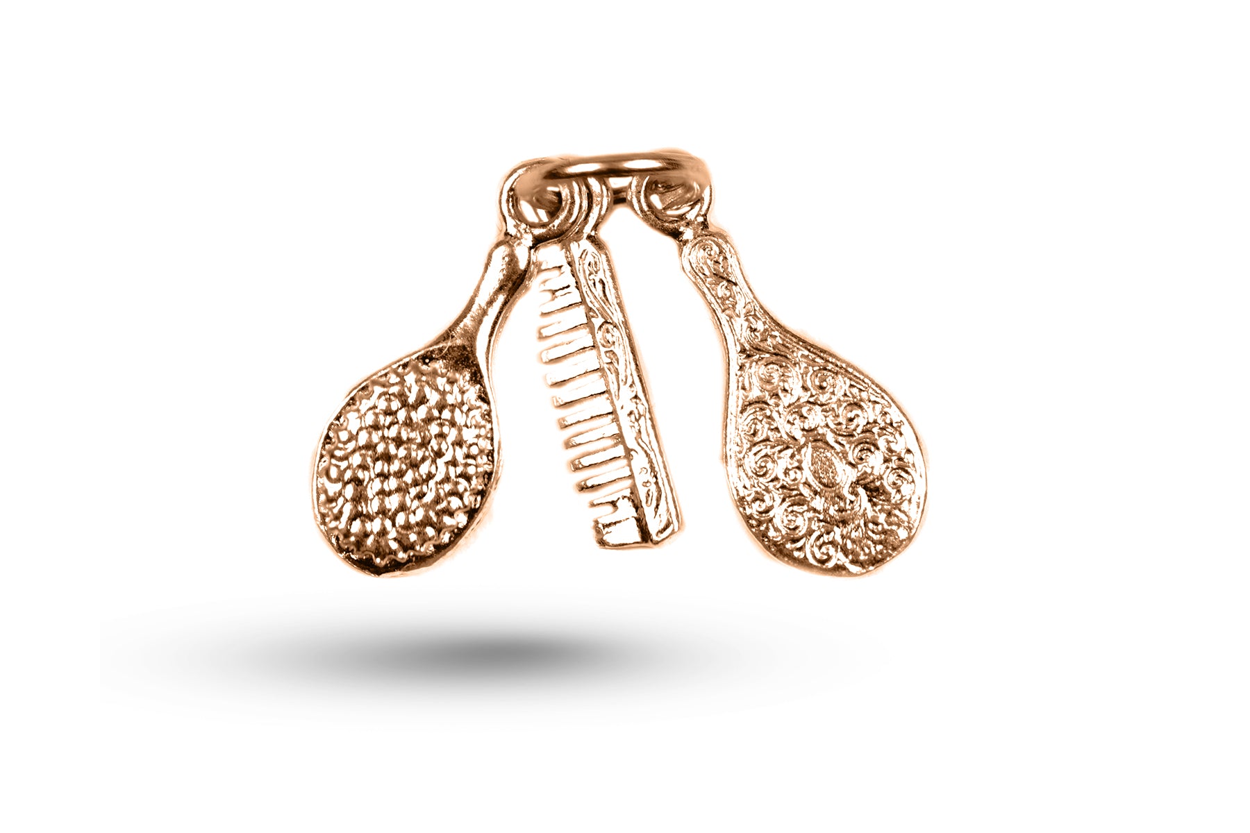 Luxury rose gold Brush and Comb Set charm.