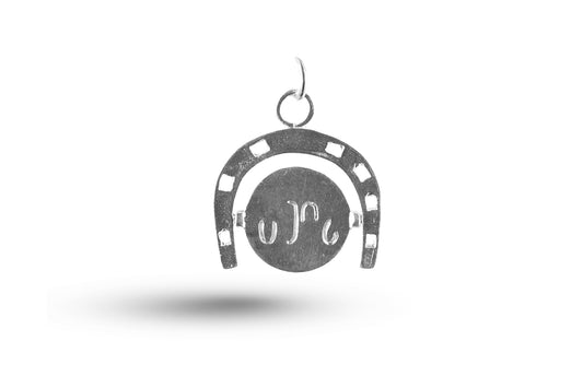 White gold I Love You Horseshoe Spinner charm.