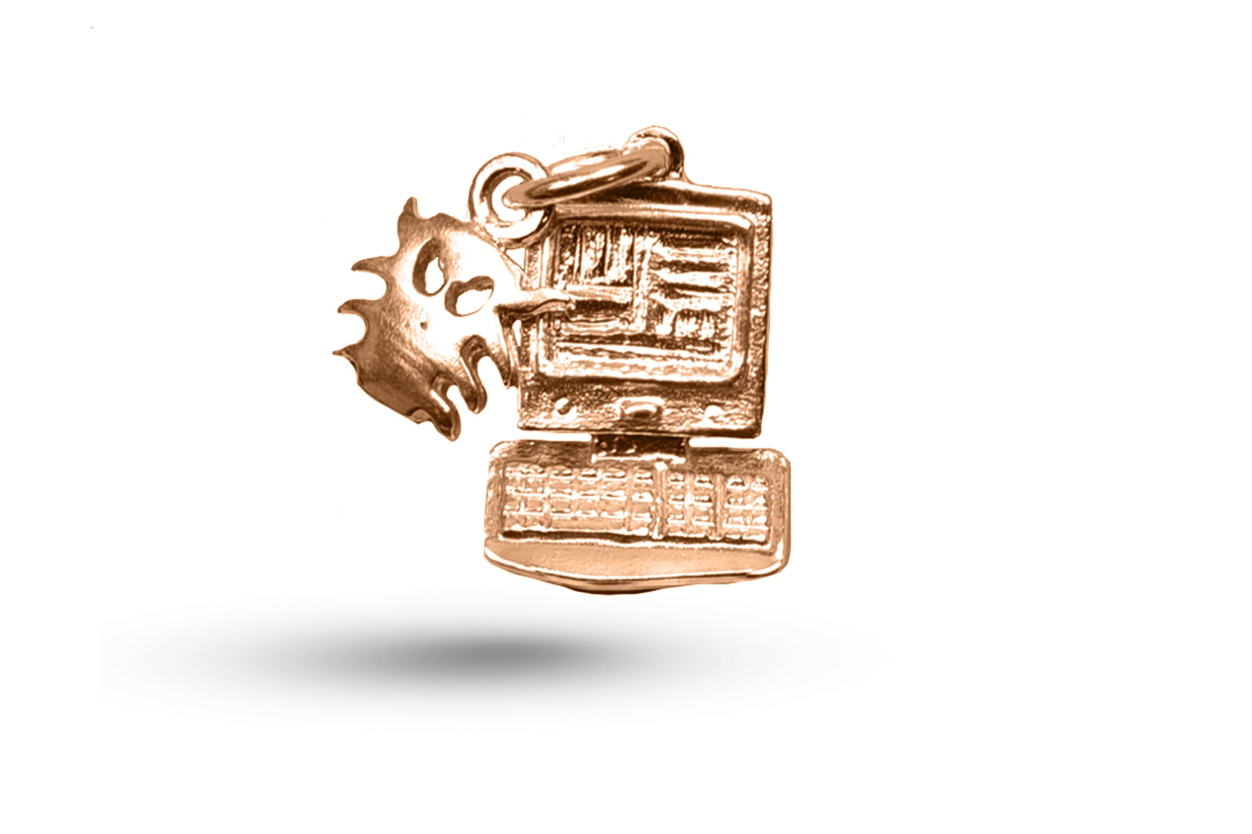 Rose gold Computer and Bug charm.