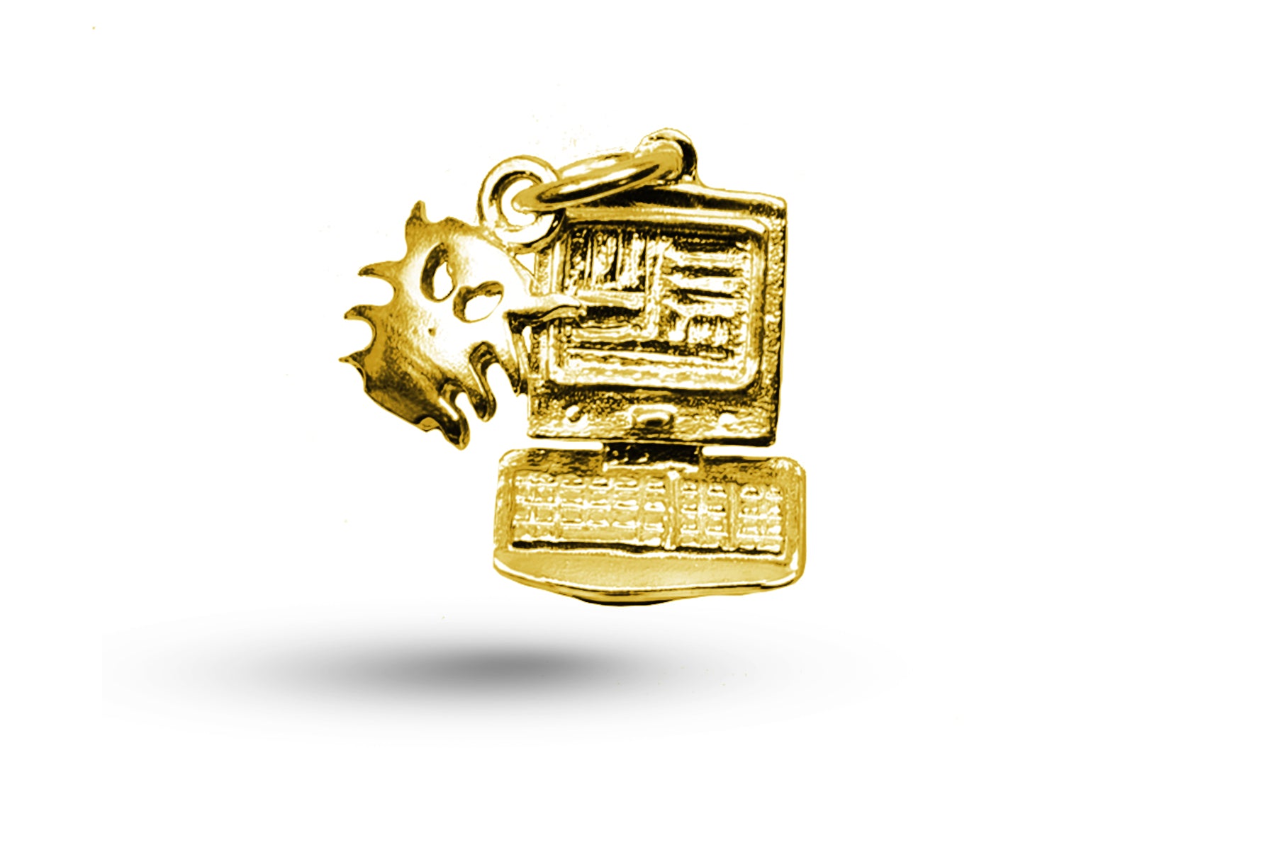 Yellow gold Computer and Bug charm.
