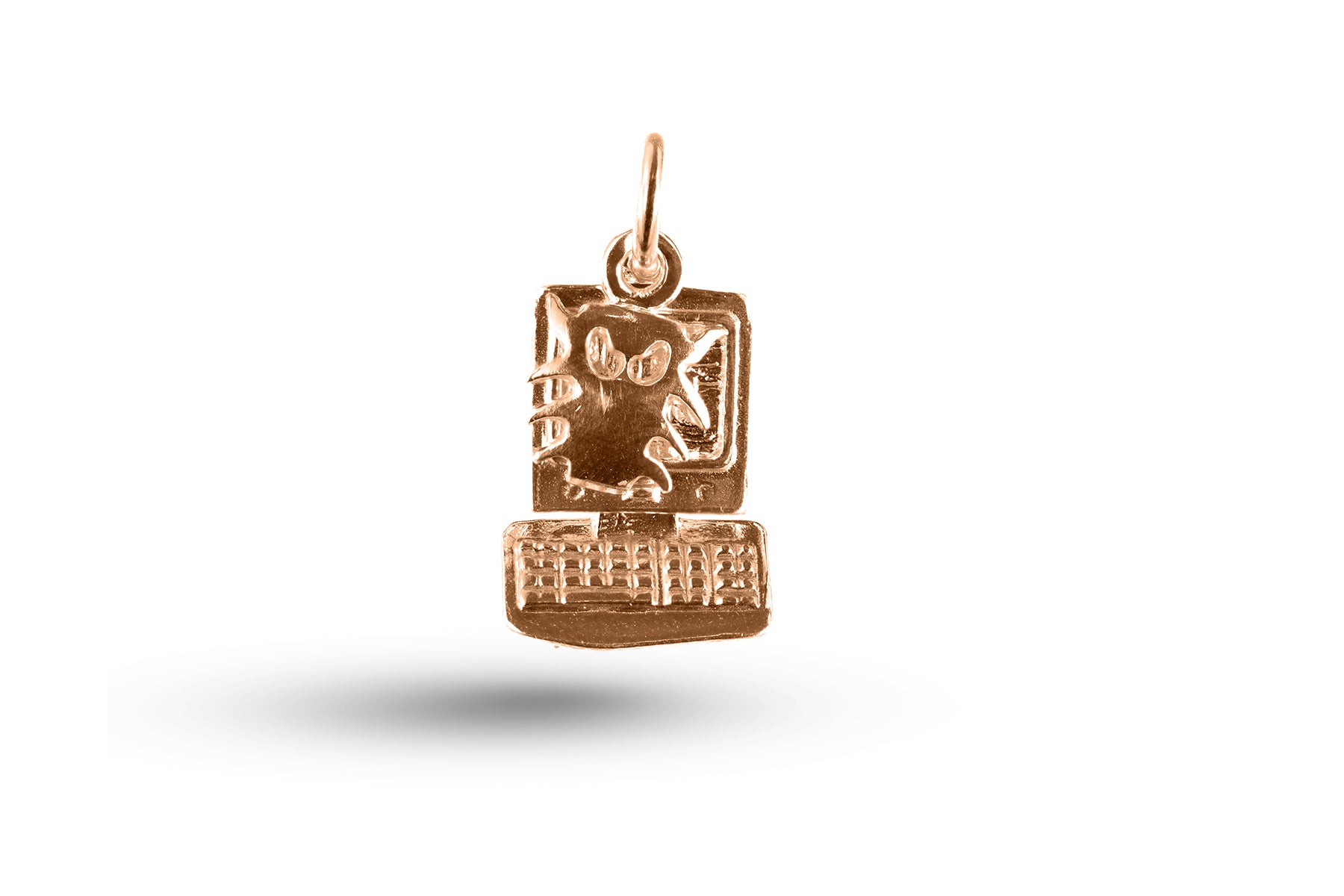 Rose gold Computer Chip and Bug charm.