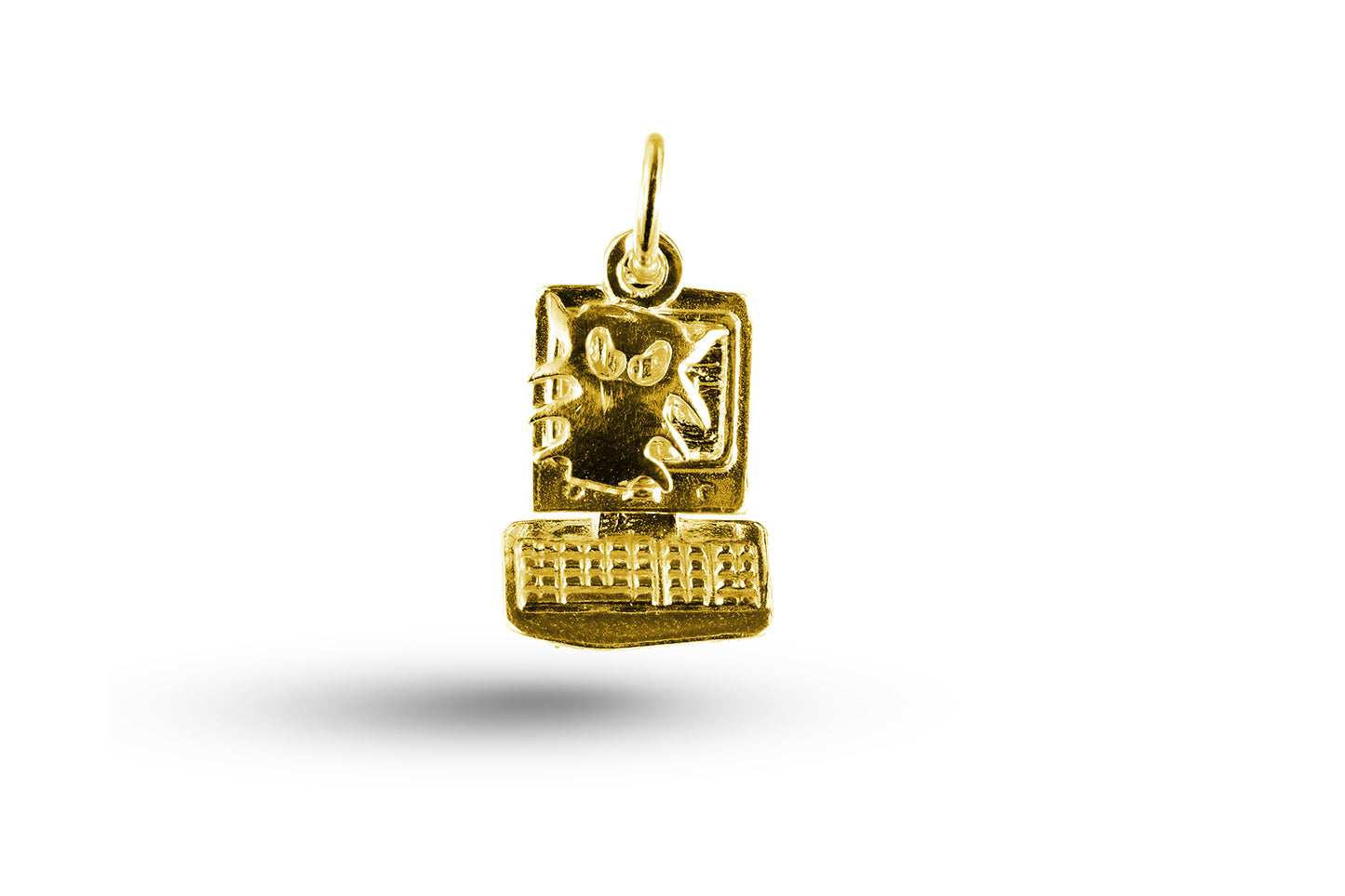 Yellow gold Computer Chip and Bug charm.