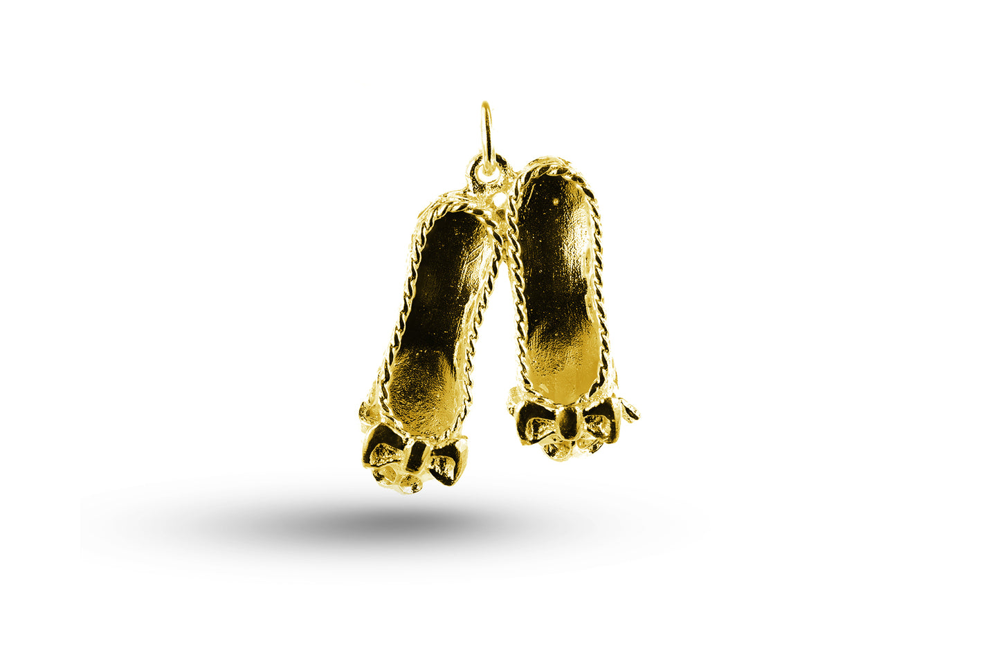 Yellow gold Filigree Ballet Slippers charm.