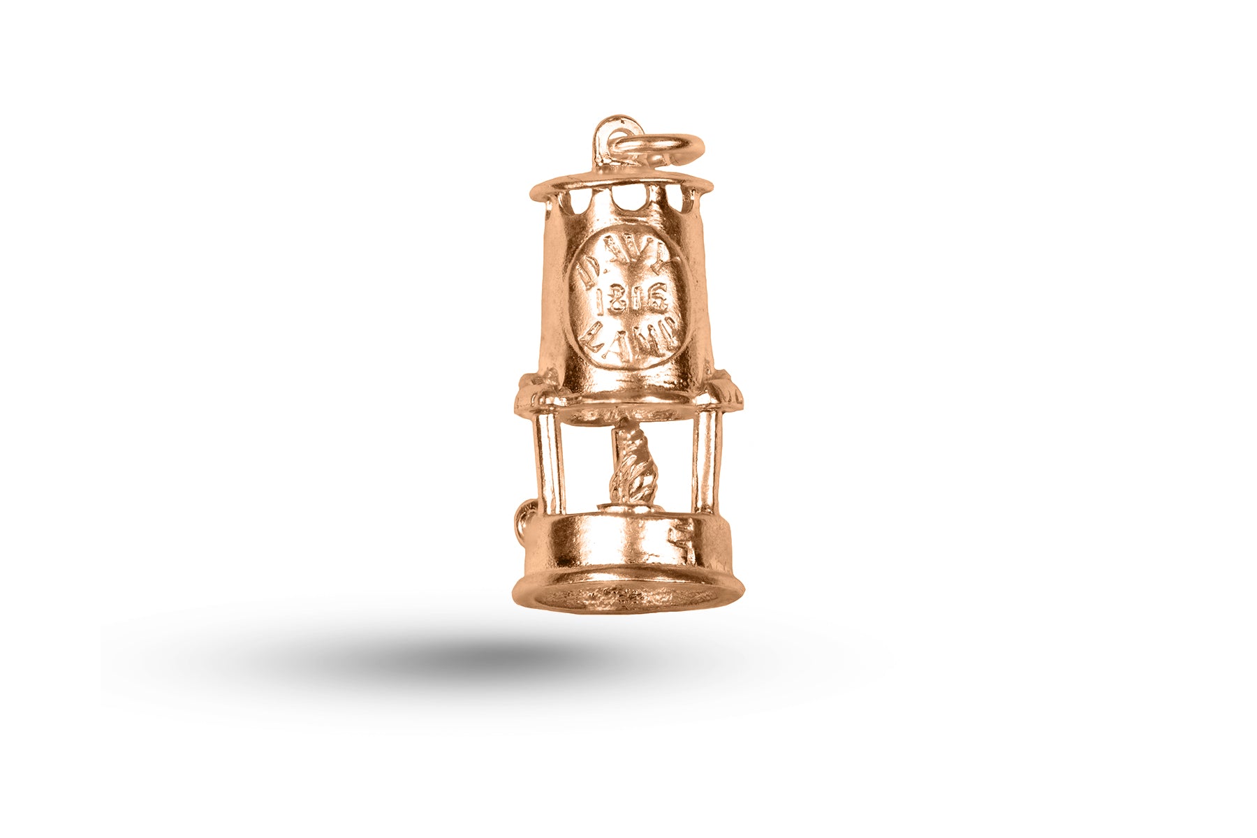 Rose gold Davy Miners Lamp charm.