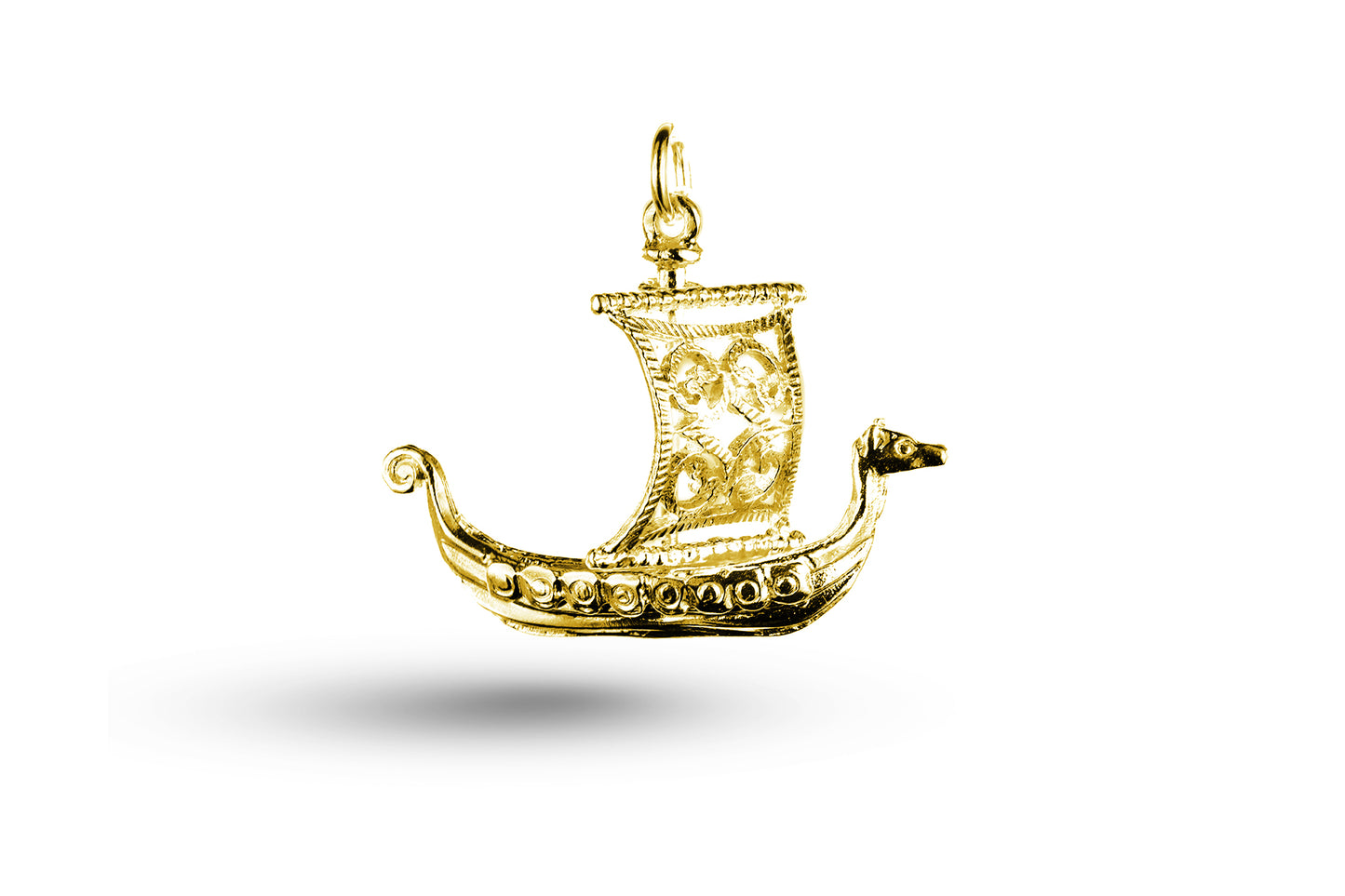 Yellow gold Viking Ship - Moving Sail charm.