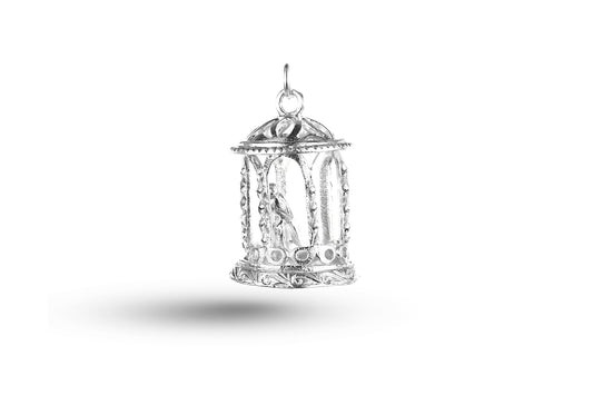 Luxury white gold bird in cage charm.
