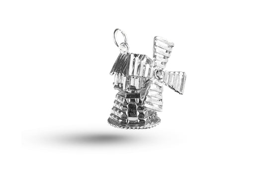 White gold Heavy Spinning Windmill charm.