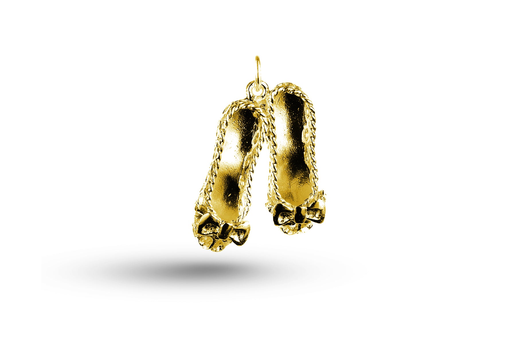 Yellow gold Filigree Bow Ballet Slippers charm.