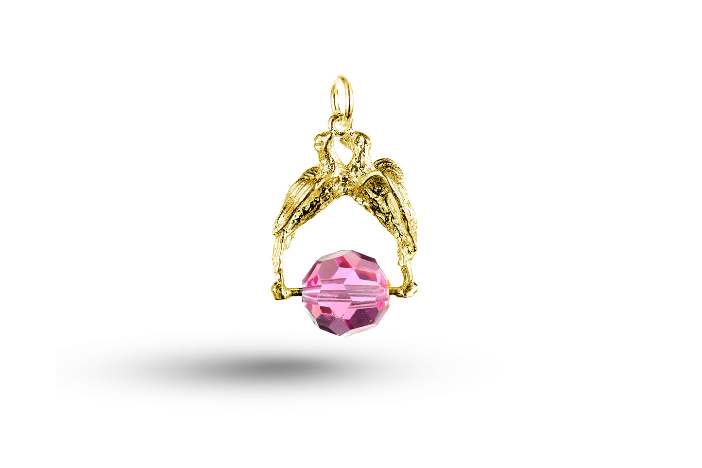 Yellow gold Love Birds and Crystal Ball charm.