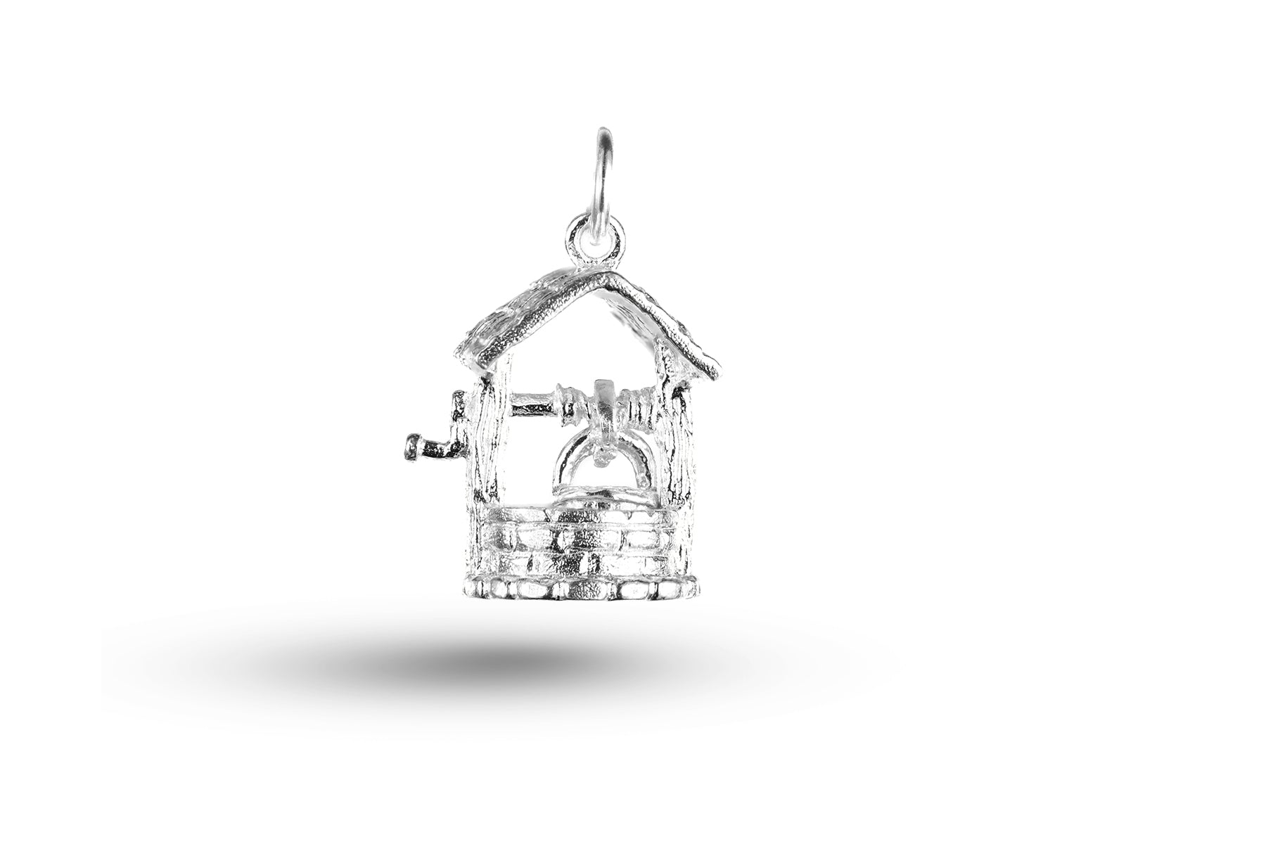 White gold Wishing Well with Hanging Bucket charm.