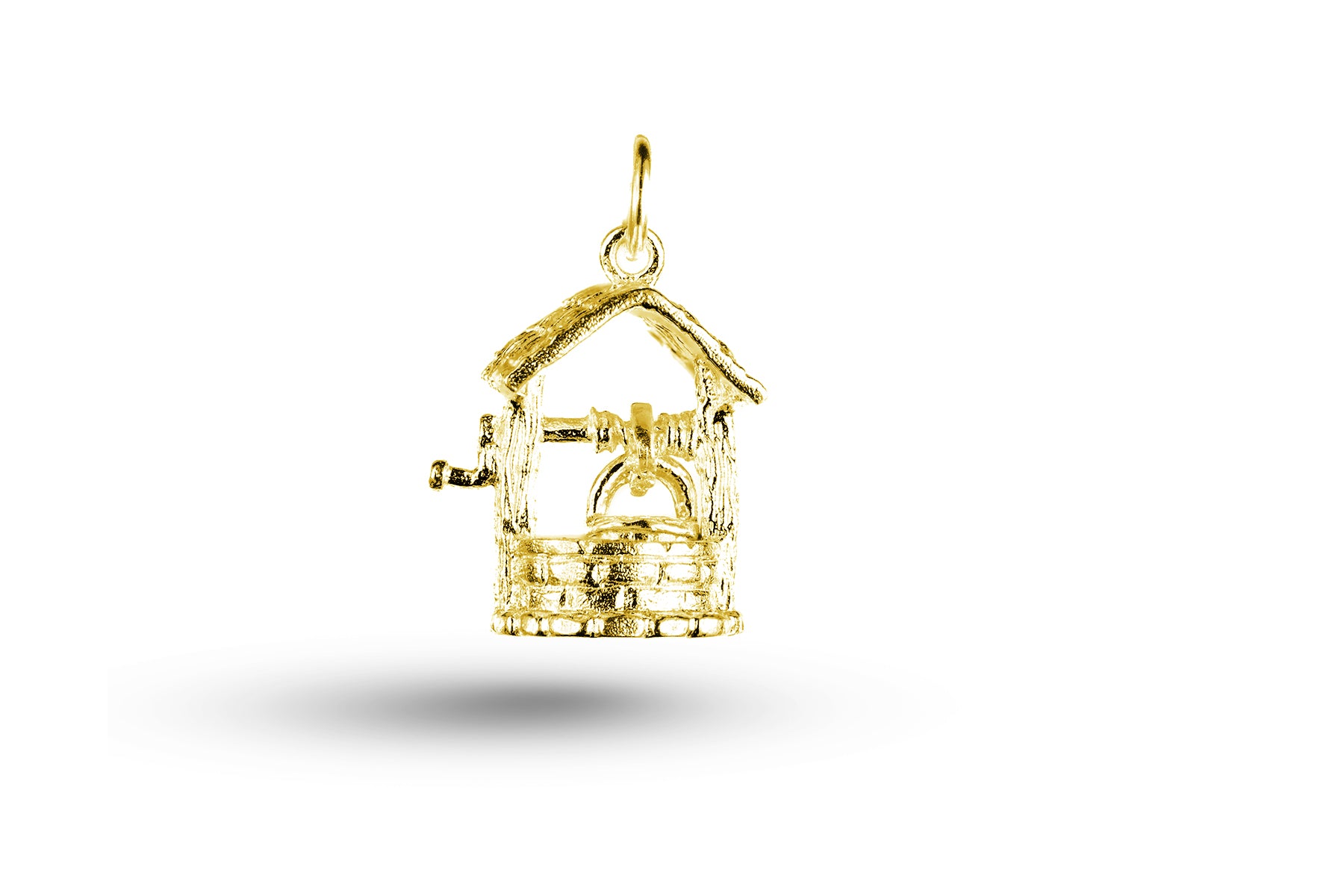 Yellow gold Wishing Well with Hanging Bucket charm.