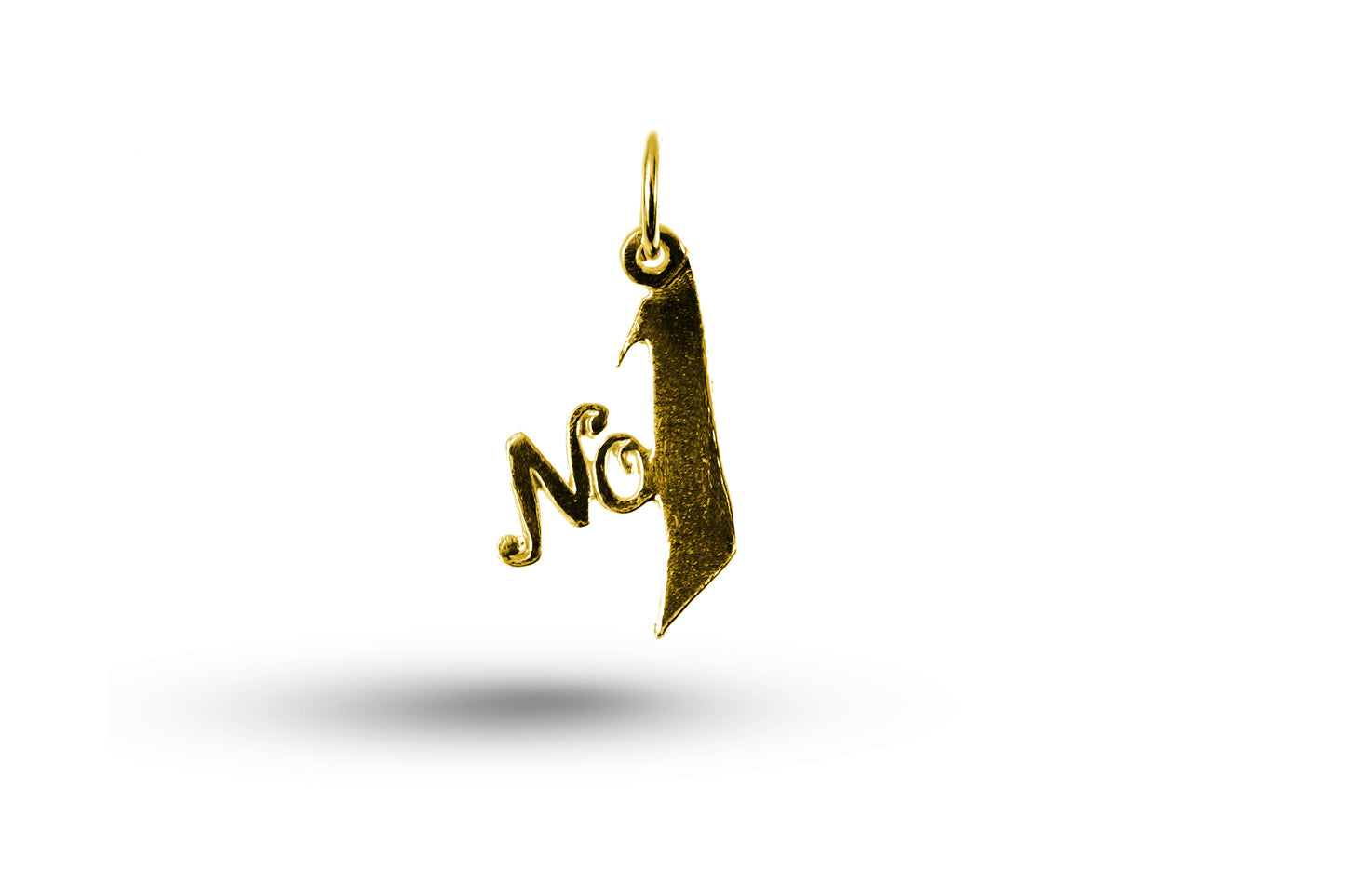 Yellow gold Fancy Number 1 charm.