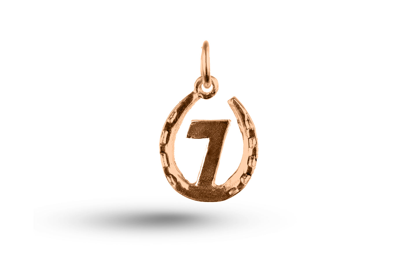 Luxury rose gold 7 in horseshoe Charm.
