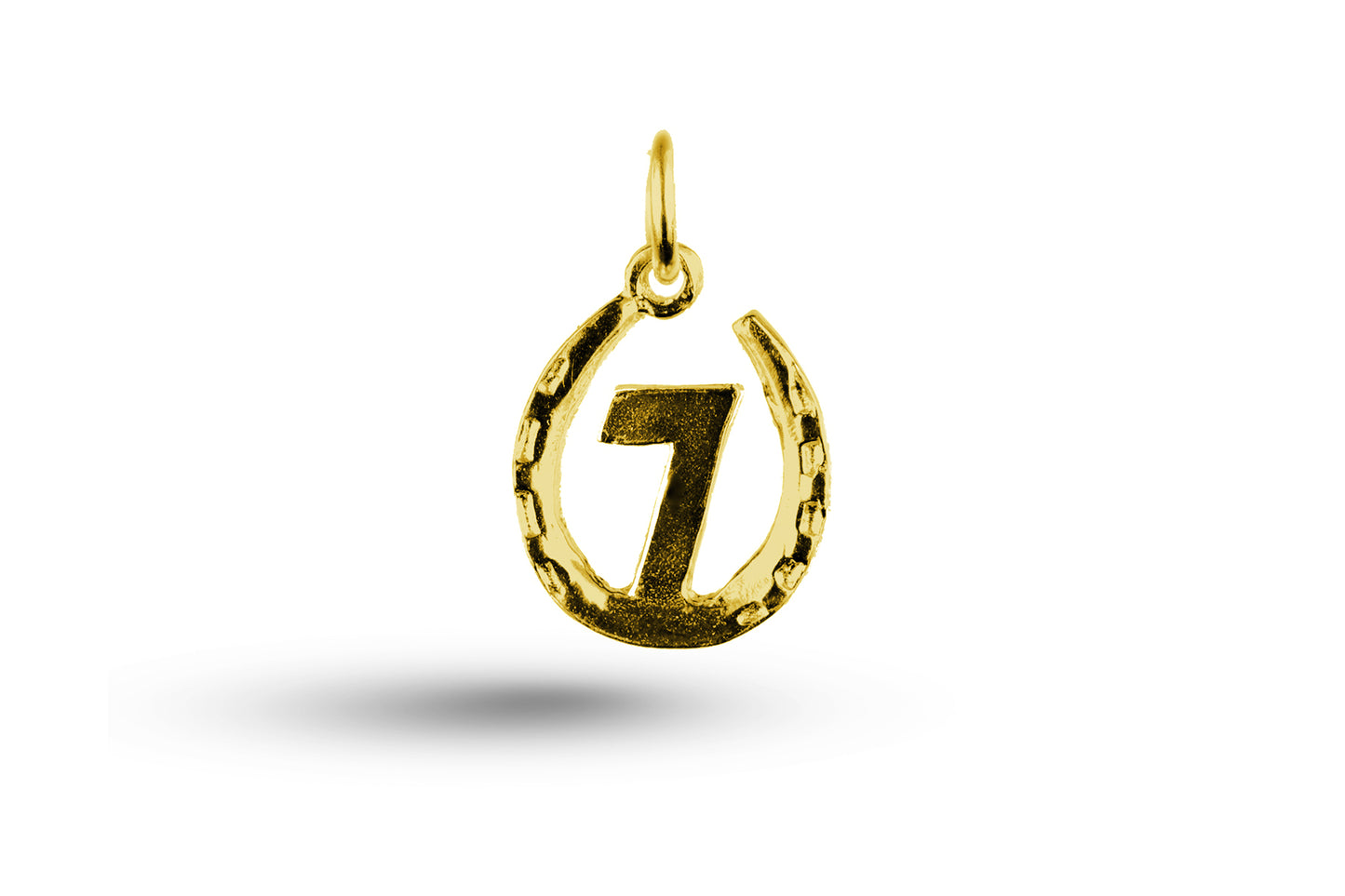 Luxury yellow gold 7 in horseshoe Charm.