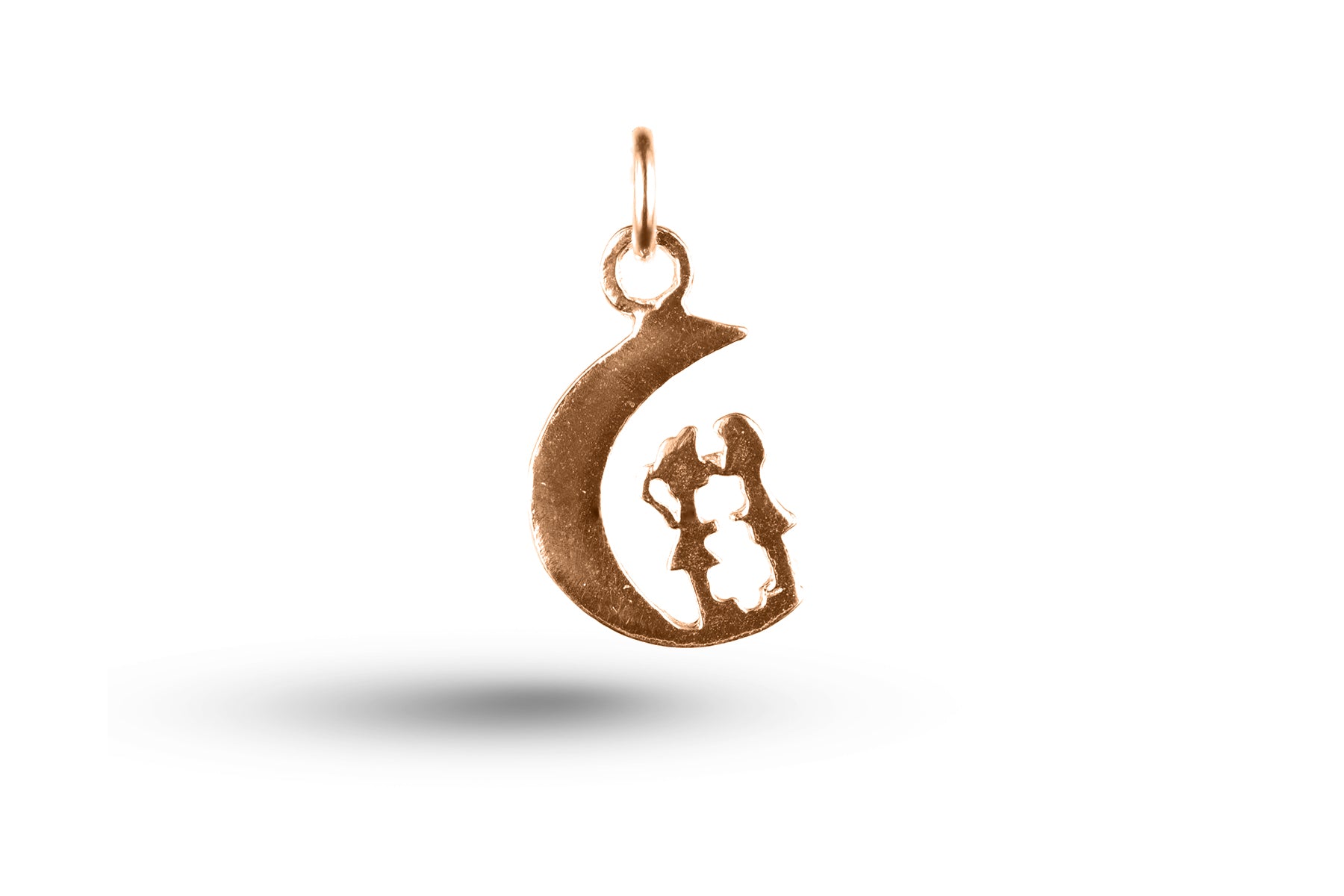 Rose gold Lovers in Moon charm.
