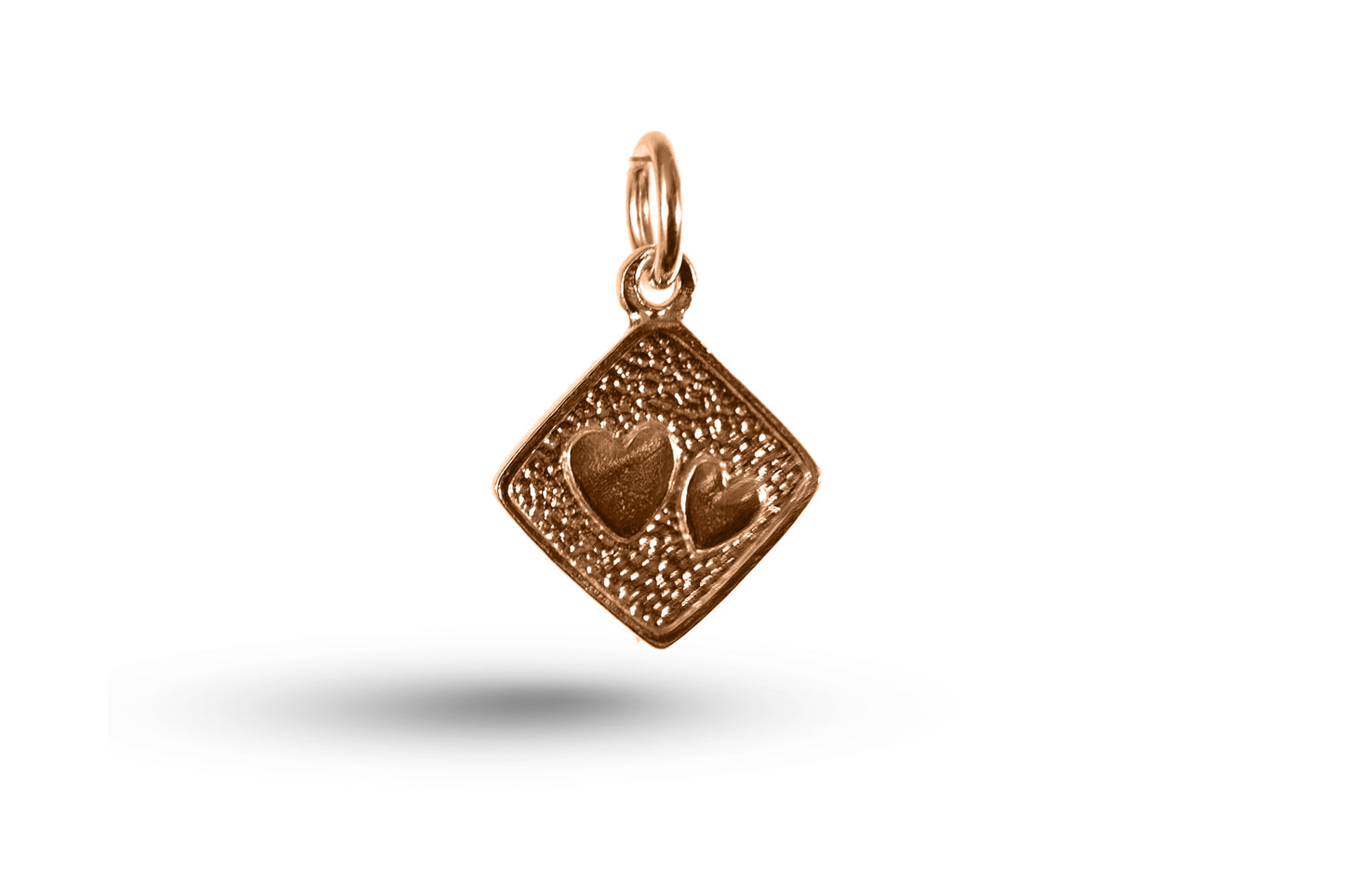 Rose gold Double Hearts charm.