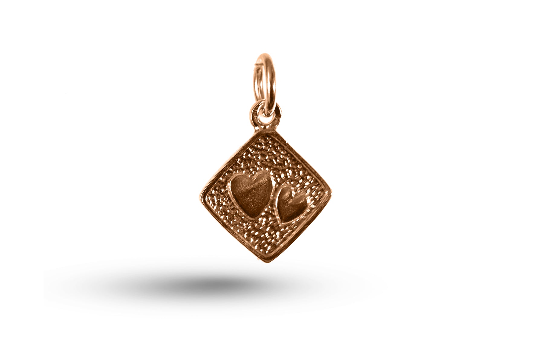 Rose gold Double Hearts charm.
