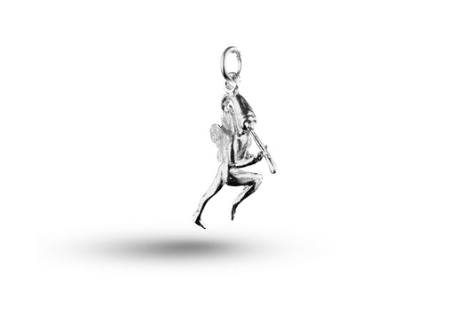 White gold Fairy and Flute charm.