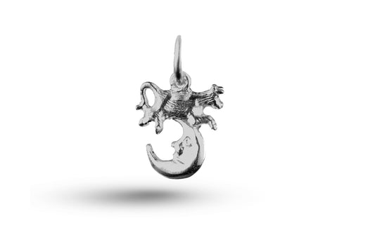 White gold Cow over Moon charm.