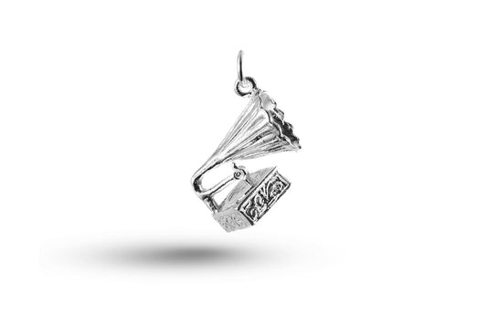 White gold Old Fashioned Gramophone charm.