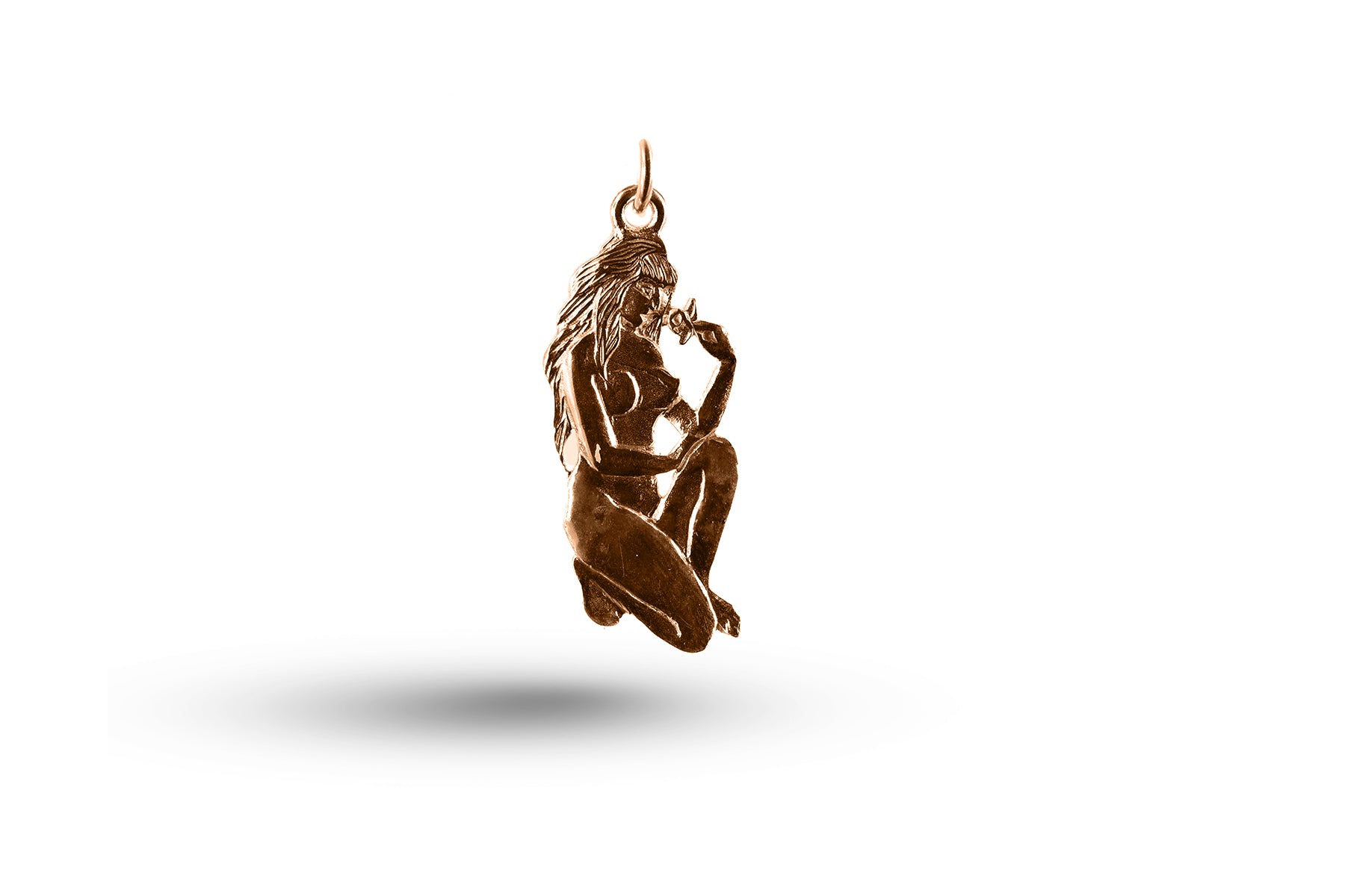 Rose gold Swirly Virgo charm.
