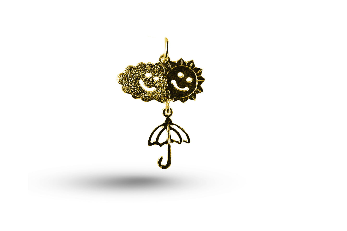 Yellow gold Sun Cloud and Umbrella charm.