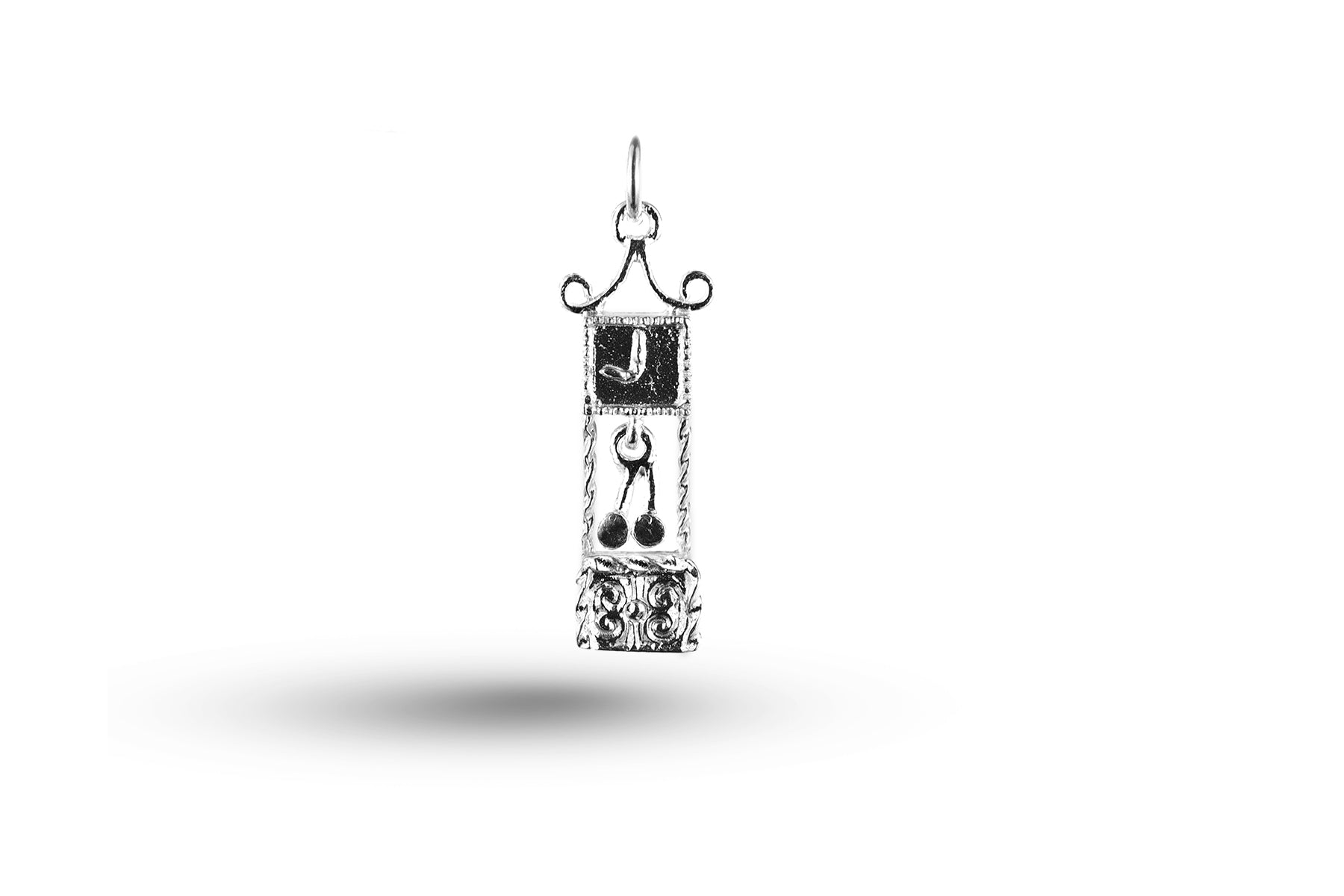 White gold Grandfather Clock charm.