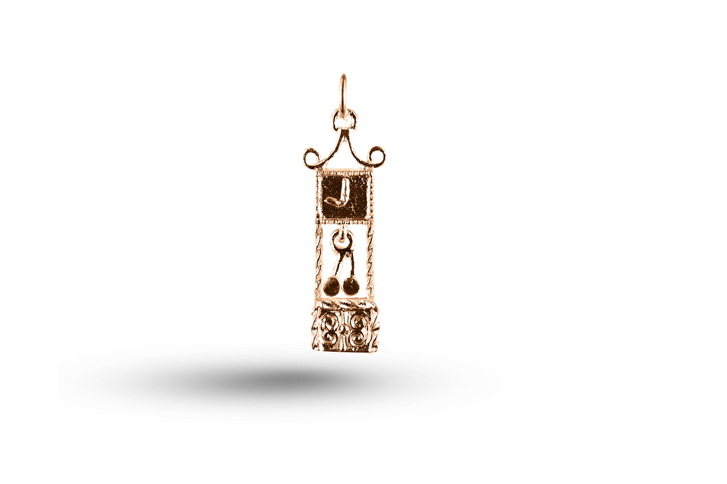 Rose gold Grandfather Clock charm.