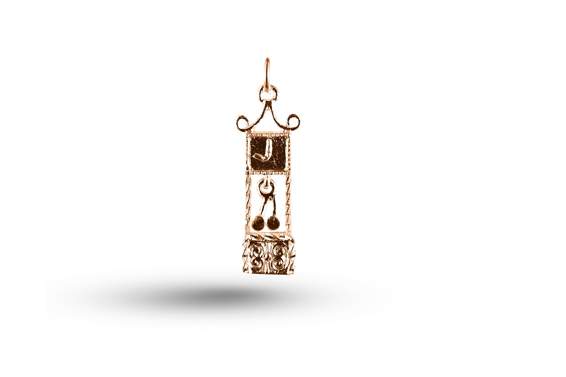 Rose gold Grandfather Clock charm.