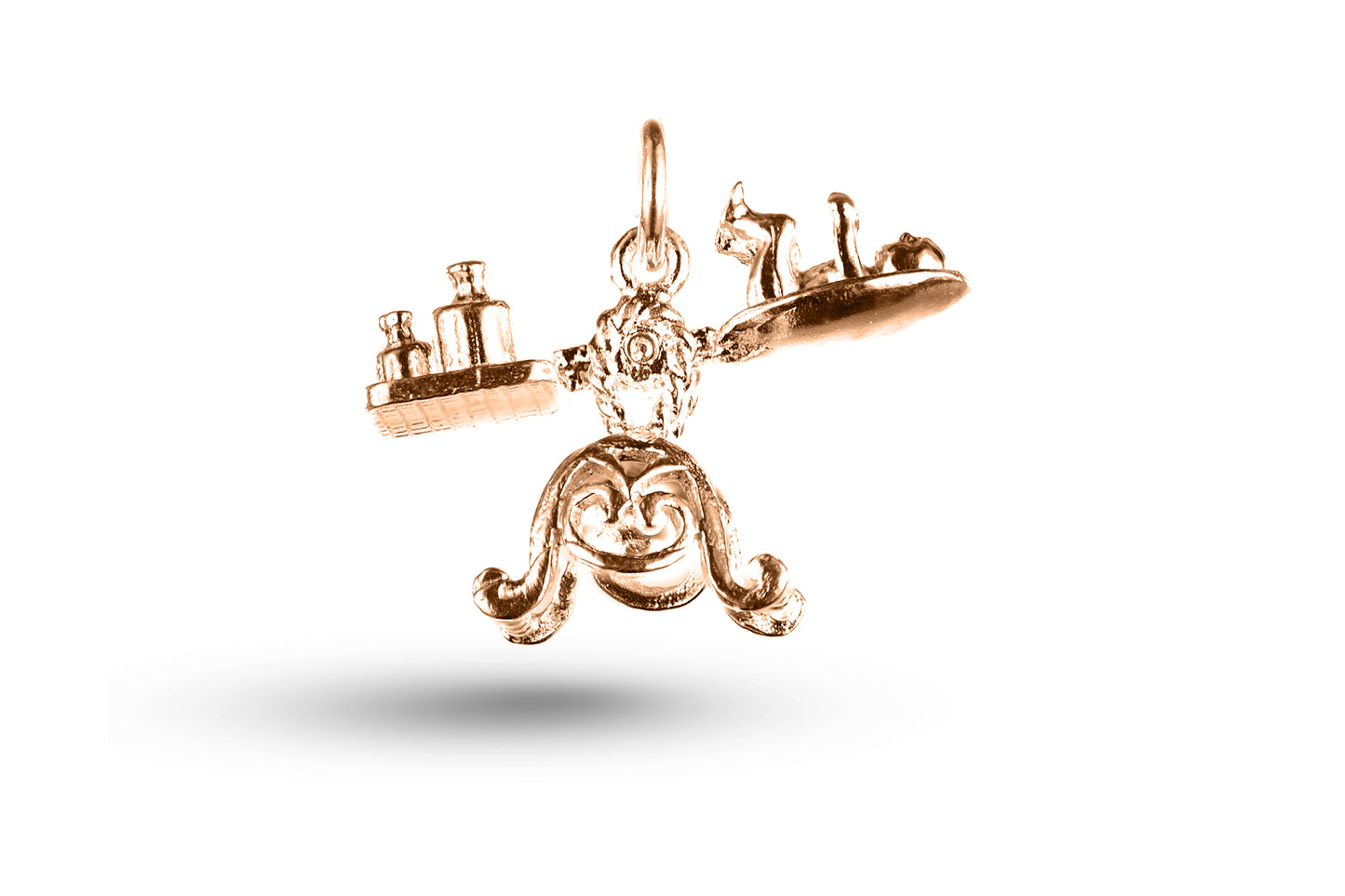 Luxury rose gold baby on scales charm.