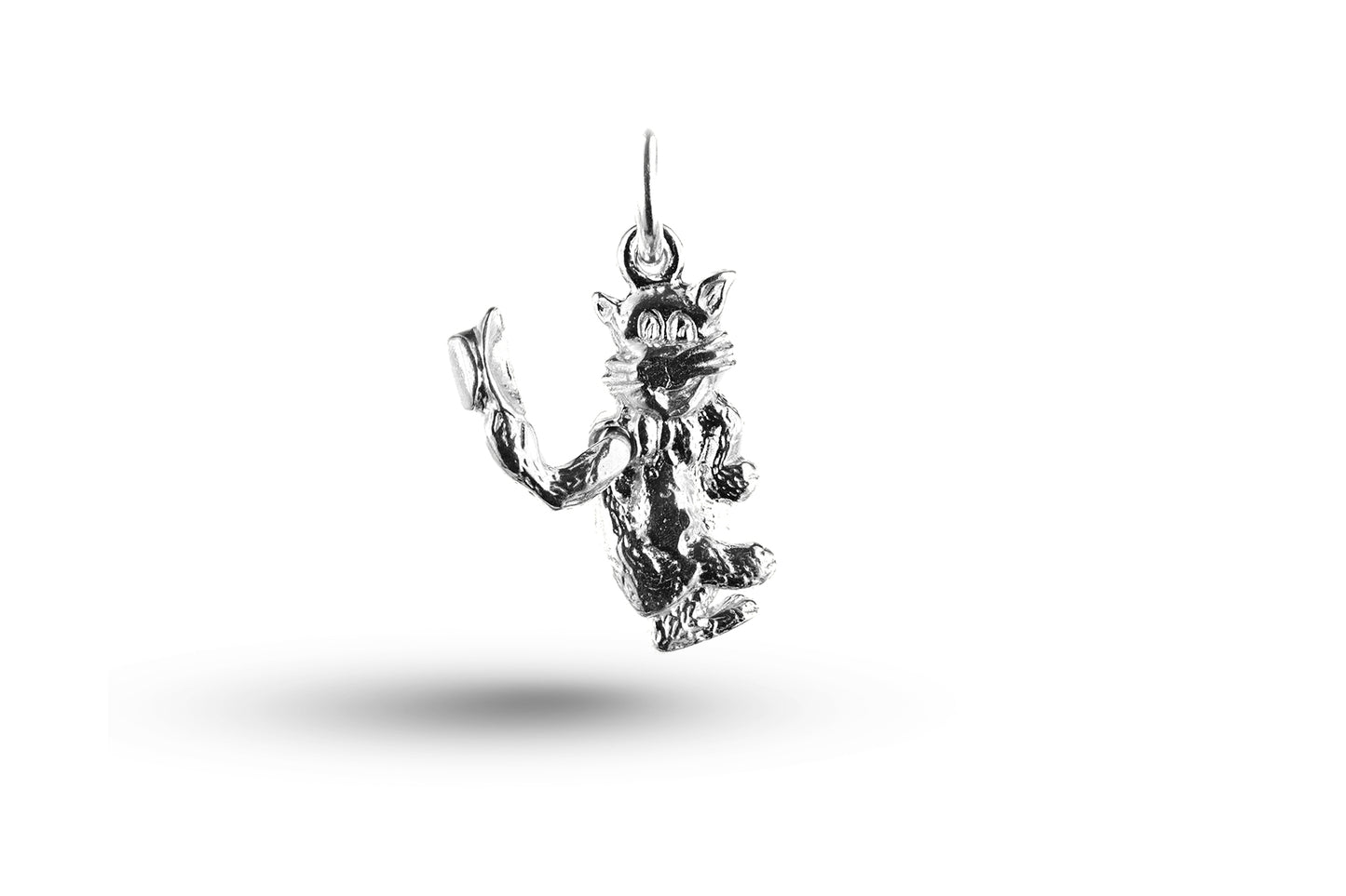 Luxury white gold Cat with Hat charm.