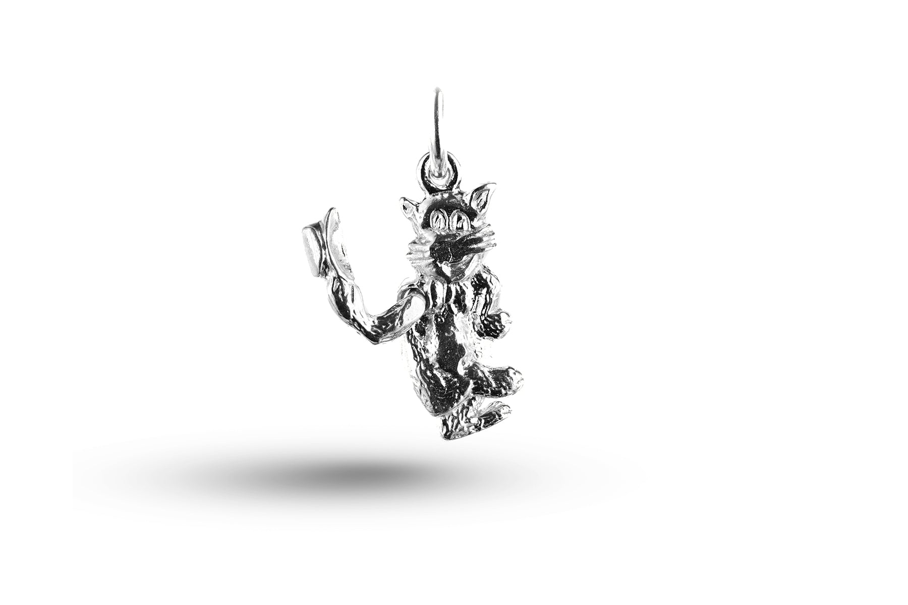 Luxury white gold Cat with Hat charm.