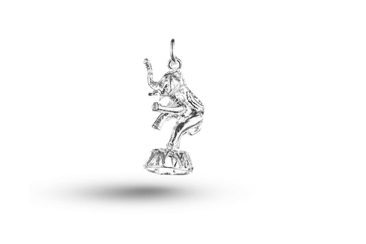 White gold Heavy Elephant on Stand charm.