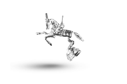 White gold Circus Horse on Plinth charm.