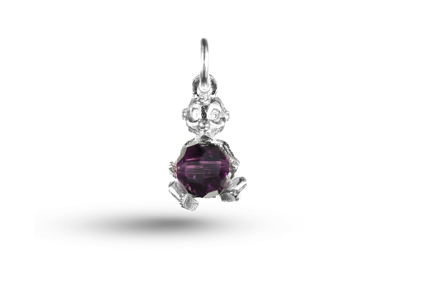 Luxury white gold baby and ball with stone charm.