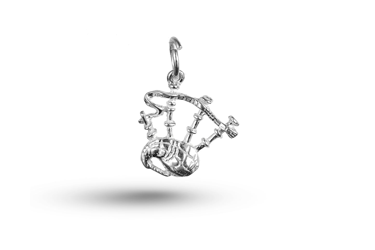 White gold Scottish Bagpipes charm.