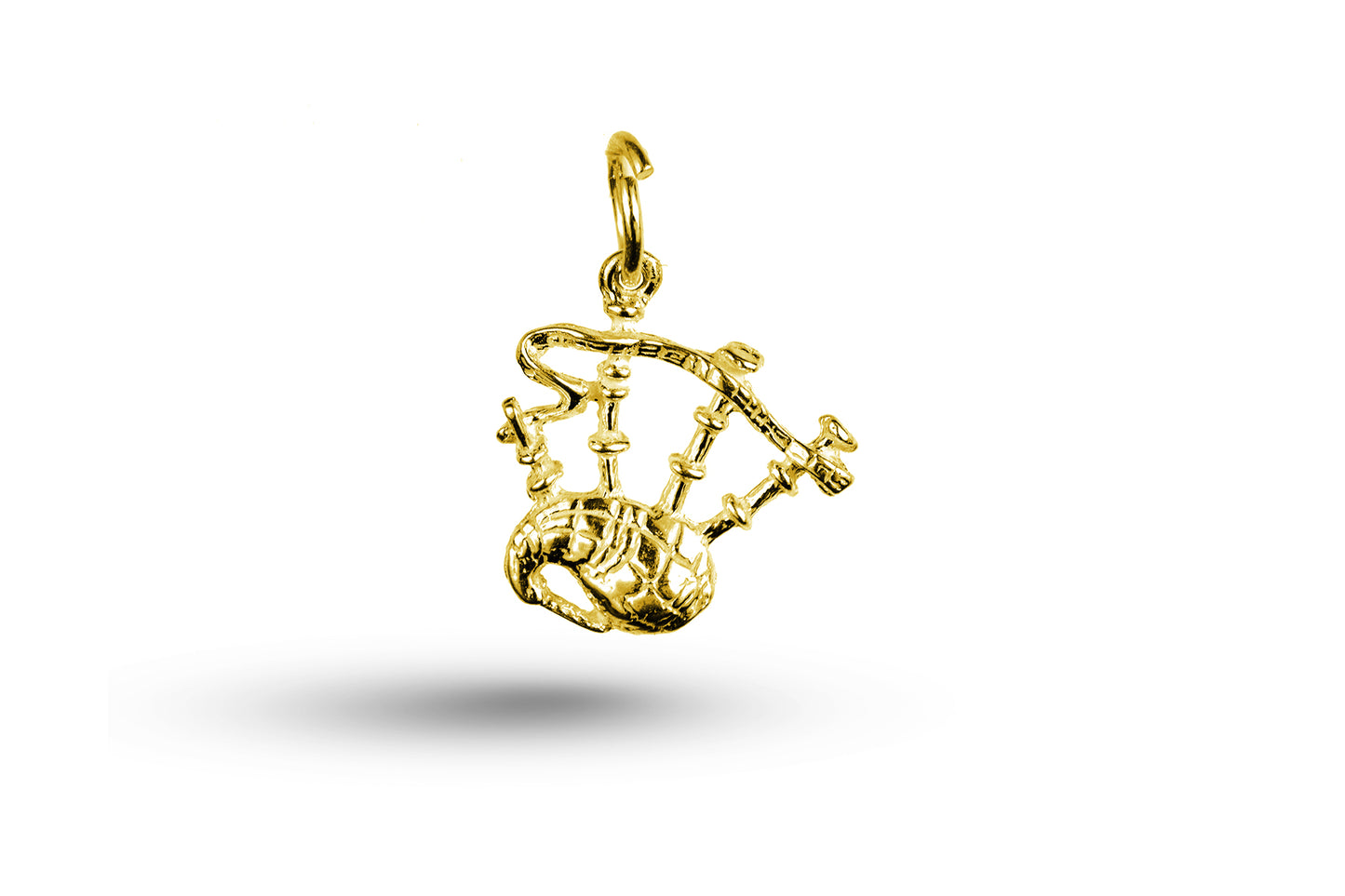 Yellow gold Scottish Bagpipes charm.