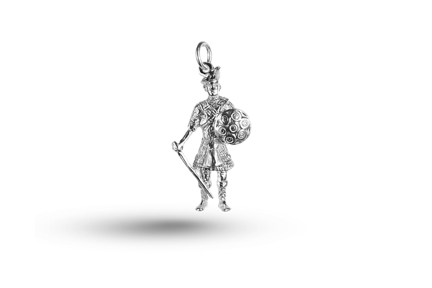 White gold Heavy Scottish Warrior charm.