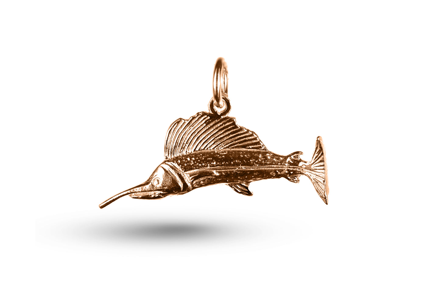 Rose gold Marling Fish charm.